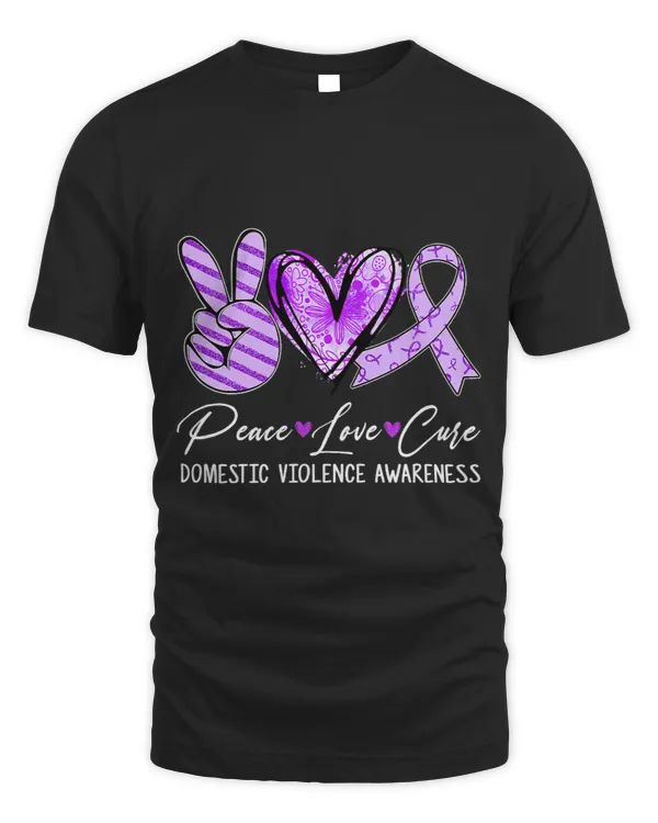 Peace Love Cure Purple Ribbon Domestic Violence Awareness 2