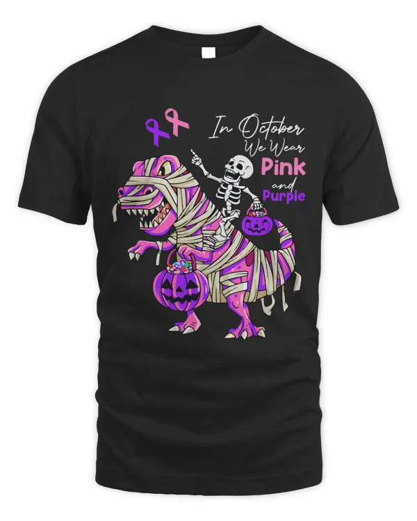 October We Wear Pink Purple Brest Cancer Domestic Violence