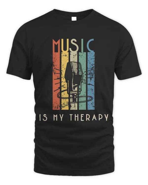 Music Is My Therapy Musical Note Heartbeat Heart Lover Quote