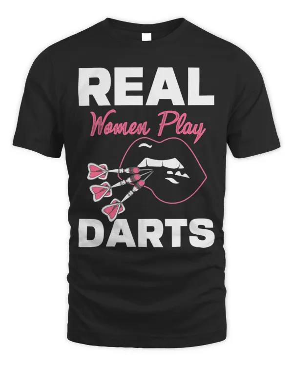 Womens Real Women Play Darts Funny Darts Tournament Girl Lips