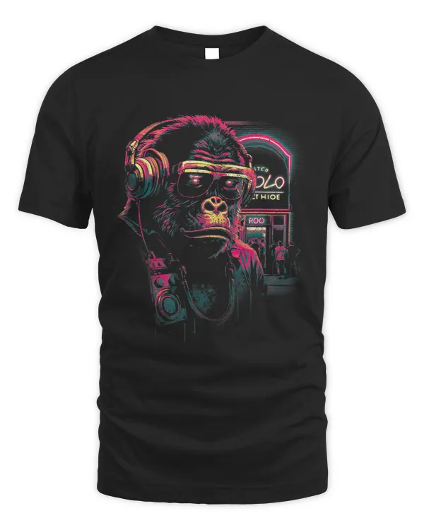 Cant hear you. Gorilla with sunglasses and headphones.