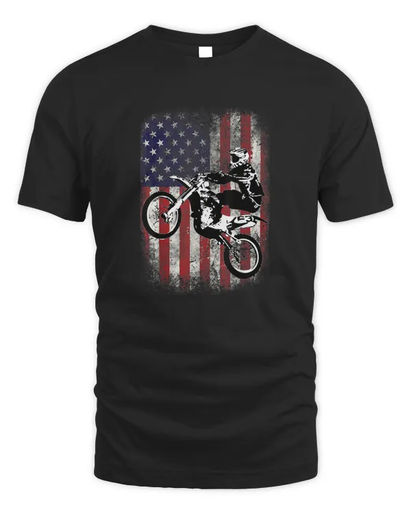 Dirt Bike American Flag Motocross Biker 4th of July