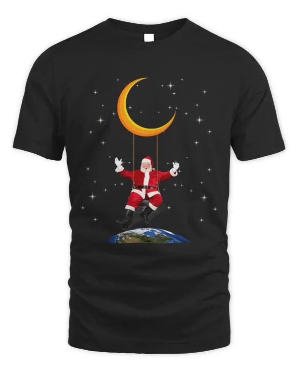 Moon Swinging Santa He Sees You When Your Sleeping