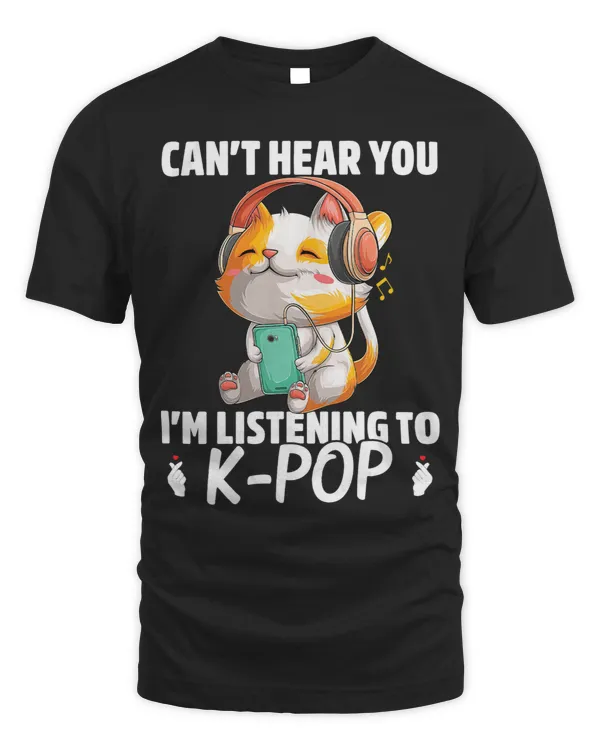 Funny Kawaii Cat Listening Kpop Music Dj Lovers Girls Women