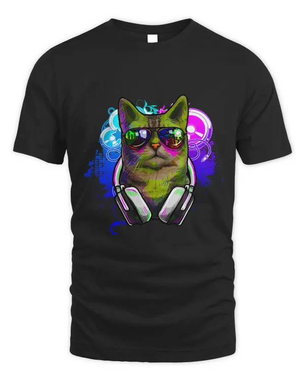 Cat DJ Shirt Rave 2DJ Tee Shirts DJ EDM Rave Shirt
