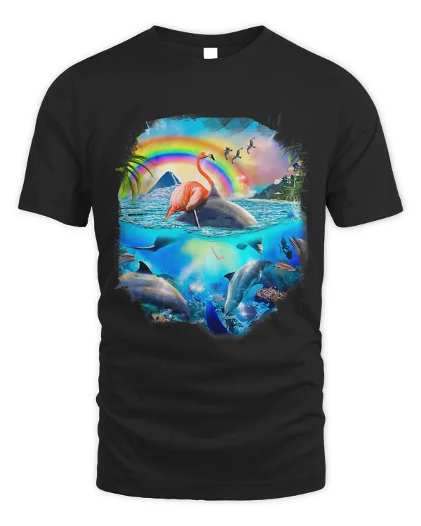 Dolphin Lover Flamingo Riding Dolphin Rainbow Dolphins 2