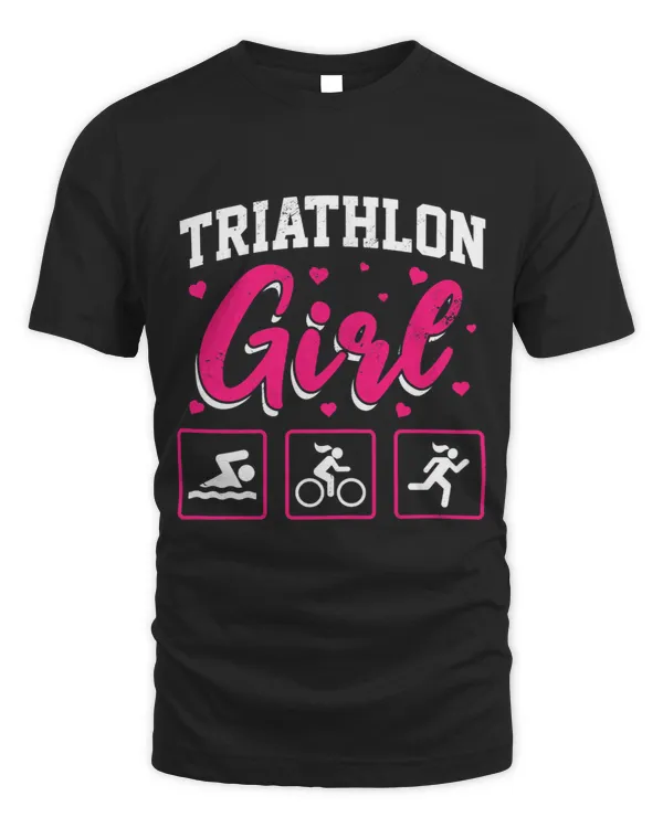 Womens Girl Graphic Run Bike Swim Triathlon Triathlete Sportsman