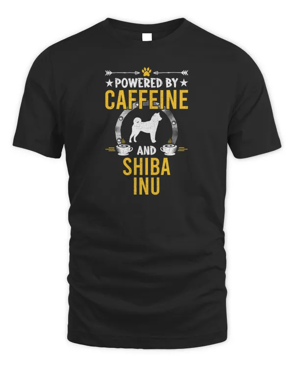 Powered By Caffeine and Shiba Inu Dog Lovers Long Sleeve T-Shirt