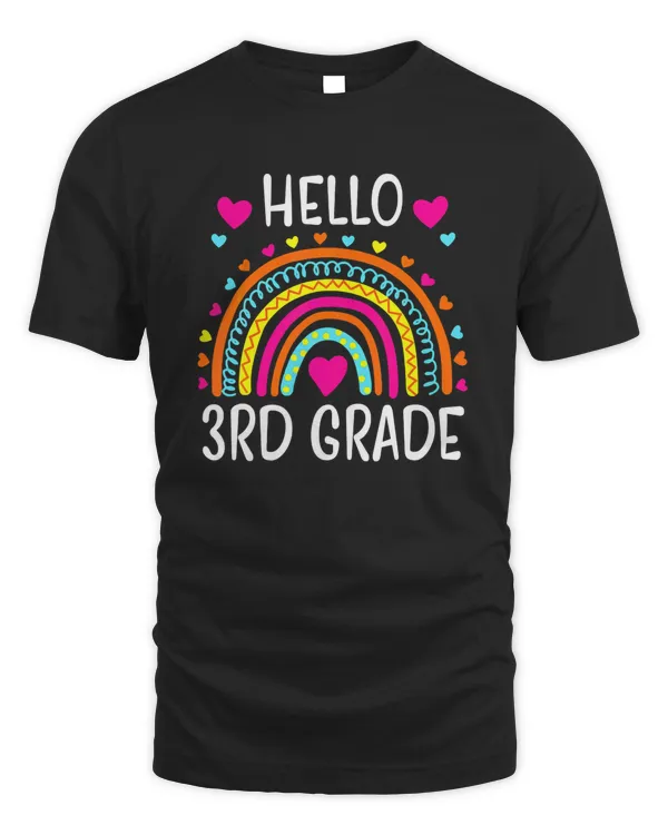 Hello 3rd Grade Rainbow Shirt Teacher Student Back To School