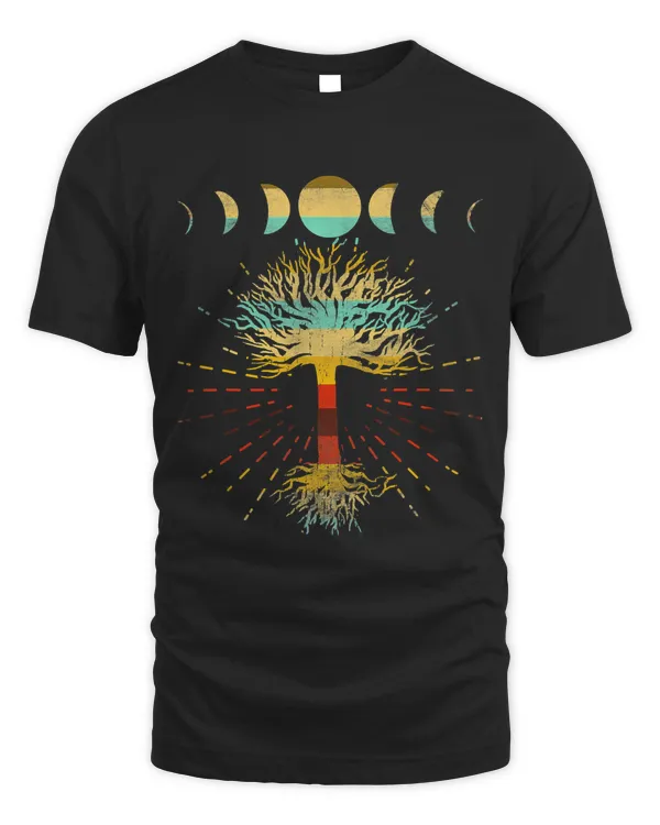 Phases Of The Moon Retro Tree Meditate Yoga Spirit Nature