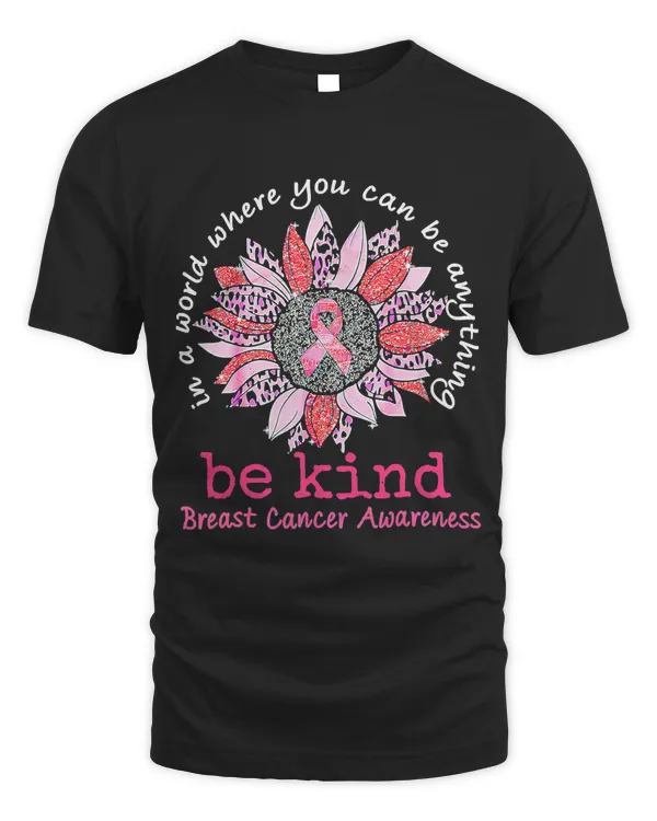 Be Kind Breast Cancer Awareness Sunflower Leopard Ribbon