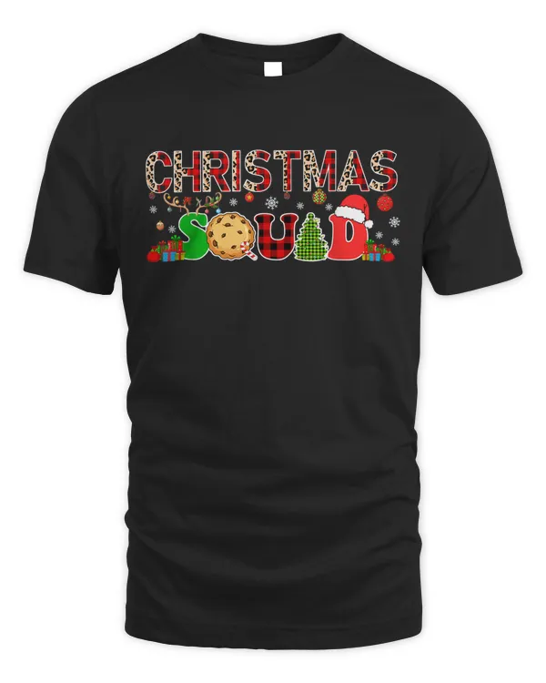 Christmas Squad Leopard Plaid Reindeer Santa Cookie Lover T-shirt