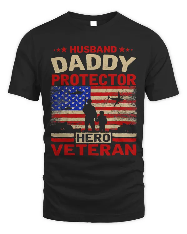 husband daddy protector hero veteran usa flag fathers day 282