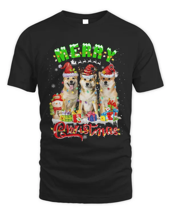 Merry Christmas Shiba Inu Hat Santa Christmas Lights Outfit519