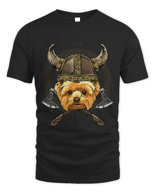 Viking Yorkshire Terrier Dog with Viking Helmet Mjolnir Axes 104