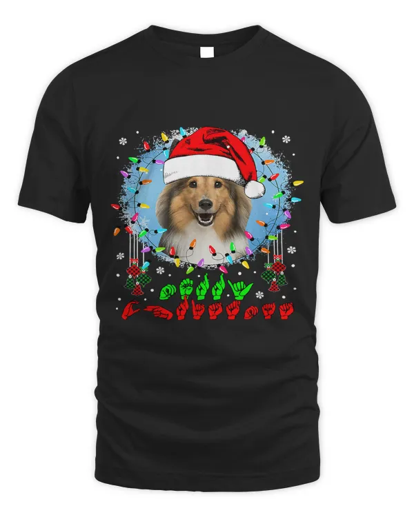 Merry Christmas Hands Sign Language Santa Shetland Sheepdog136