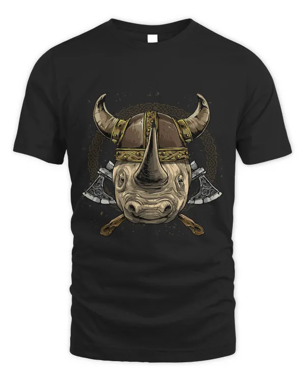 Viking Rhinoceros with Viking Helmet Mjolnir Axes 120