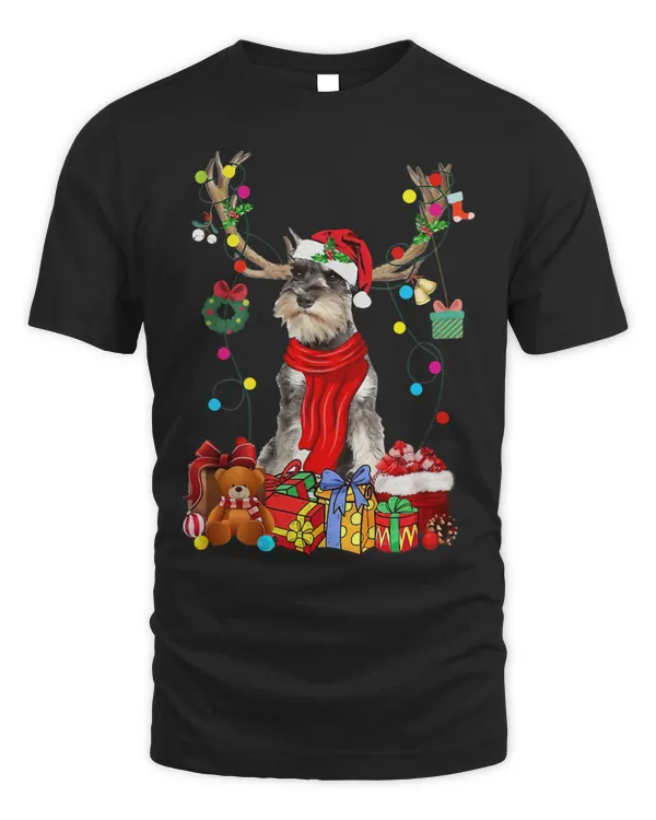 Santa GREY Miniature Schnauzer Reindeer Light Xmas Dog Lover129