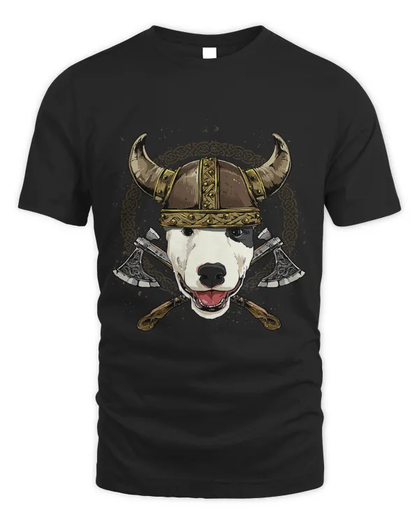 Viking Bull Terrier Dog with Viking Helmet Mjolnir Axes 245