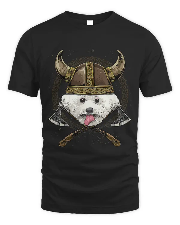 Viking Bichon Frise Dog with Viking Helmet Mjolnir Axes 242