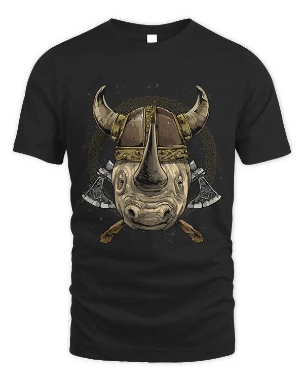 Viking Rhinoceros with Viking Helmet Mjolnir Axes 120