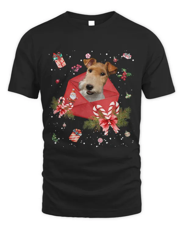 Wire Fox Terrier In Christmas Card Ornament Pajama Xmas395