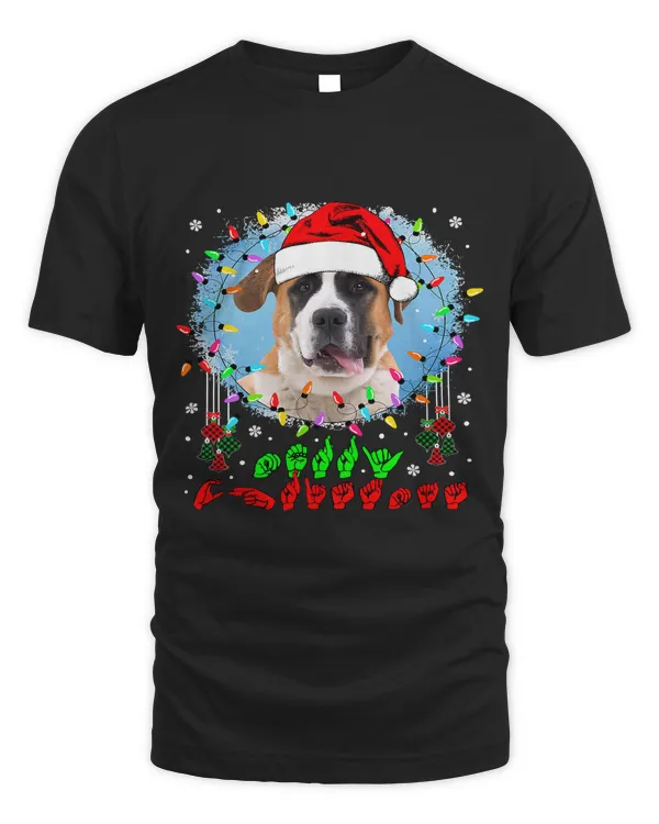 Merry Christmas Hands Sign Language Santa St. Bernard Lover121