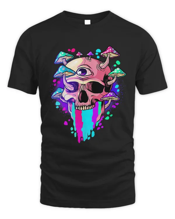 Psychedelic Trippy Mushroom Skull Mycologist Mushroom Lover 676