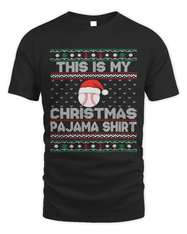 Baseball This Is My Christmas Pajama Christmas Baseball Santa Hat 5