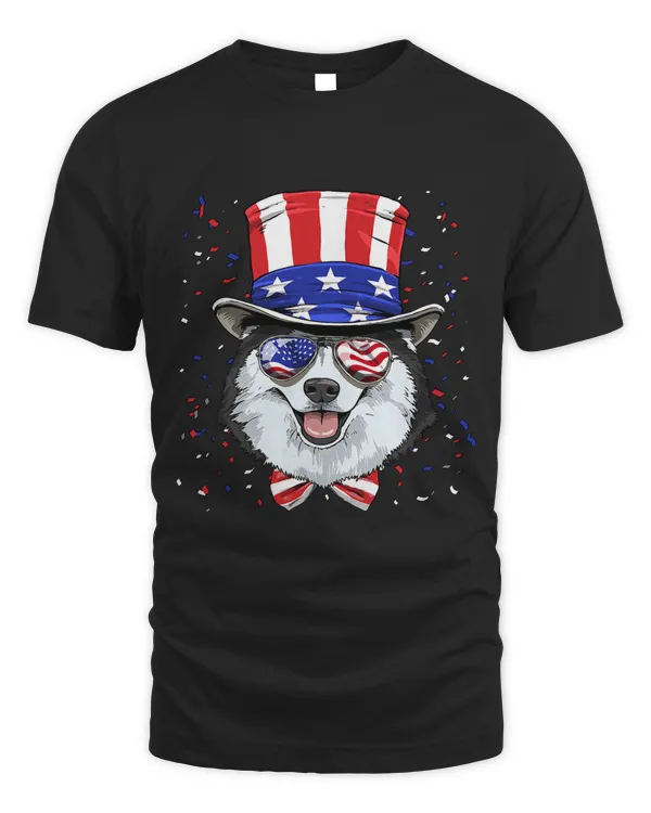 Siberian Husky 4th of July American Dog USA Flag 171