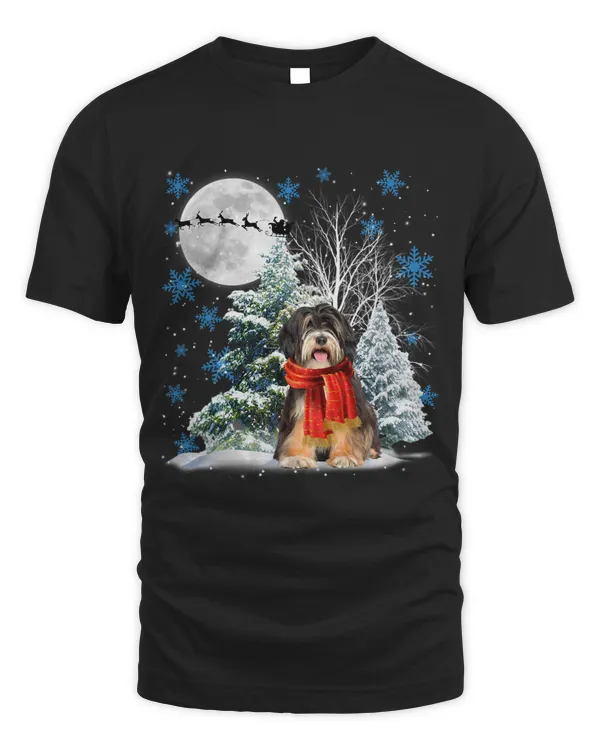 Tibetan Terrier Under Moonlight Snow Christmas Pajama 46