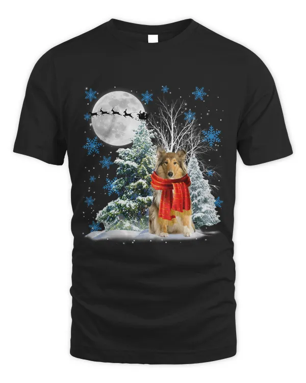 Scotch Collie Under Moonlight Snow Christmas Pajama 60