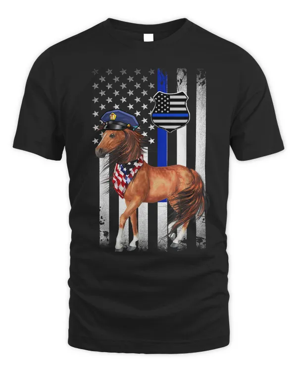 Police Horse Mounted Patrol American Flag