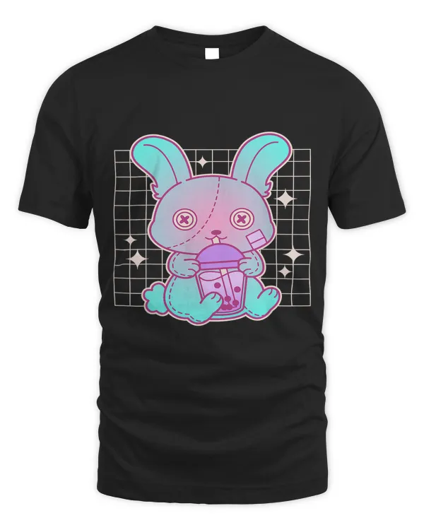 Pastel Goth Bunny Drinking Boba Tea Bubble Tea Voodoo