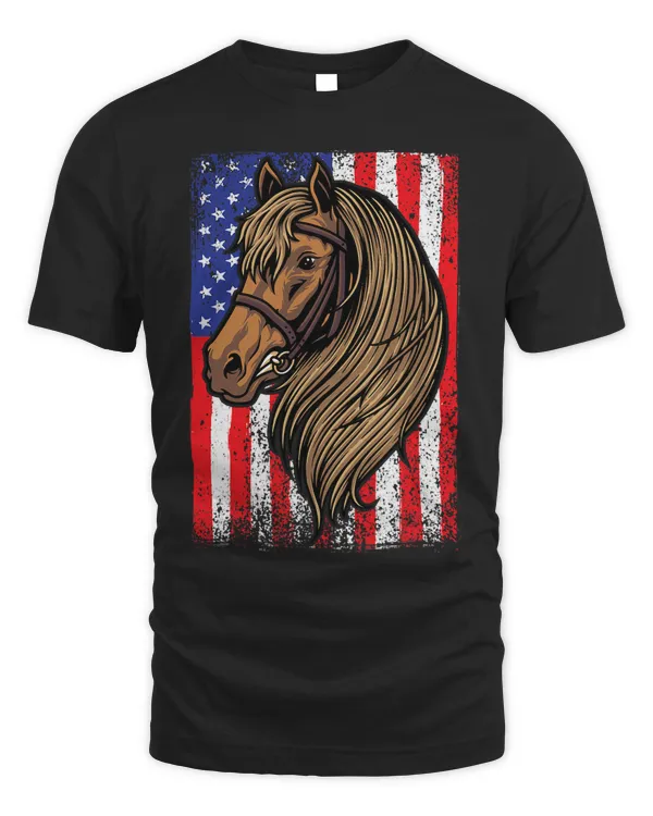 Horse American USA Flag Horseback Riding 4th of July Men Kid