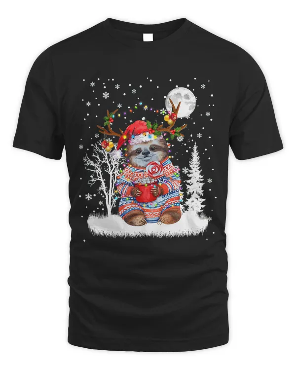 Sloth Under Moonlight Snow Christmas Pajama 319