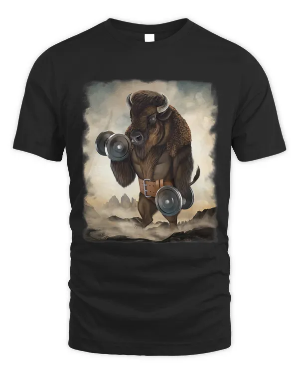 Bison Buffalo Muscle Training Weightlifting with Dumbbell