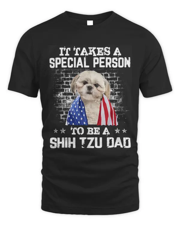 Shih Tzu Dad With Proud American Flag Dog Fathers Day