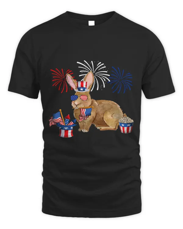 Rabbit Holding American Flag Sunglasses Happy 4th Of July