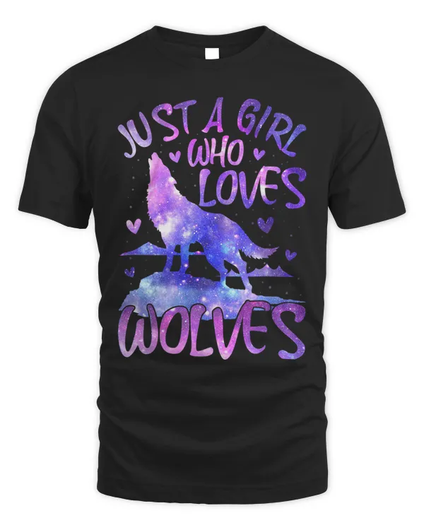Just a Girl Who Loves Wolves Themed Galaxy Space Wolf Lover