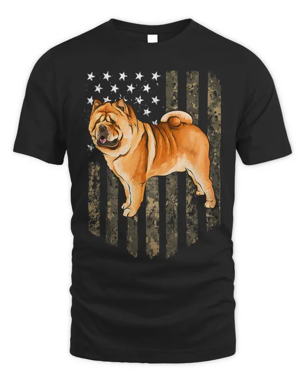 Camo American Flag Chow Chow 4th Of July USA 159