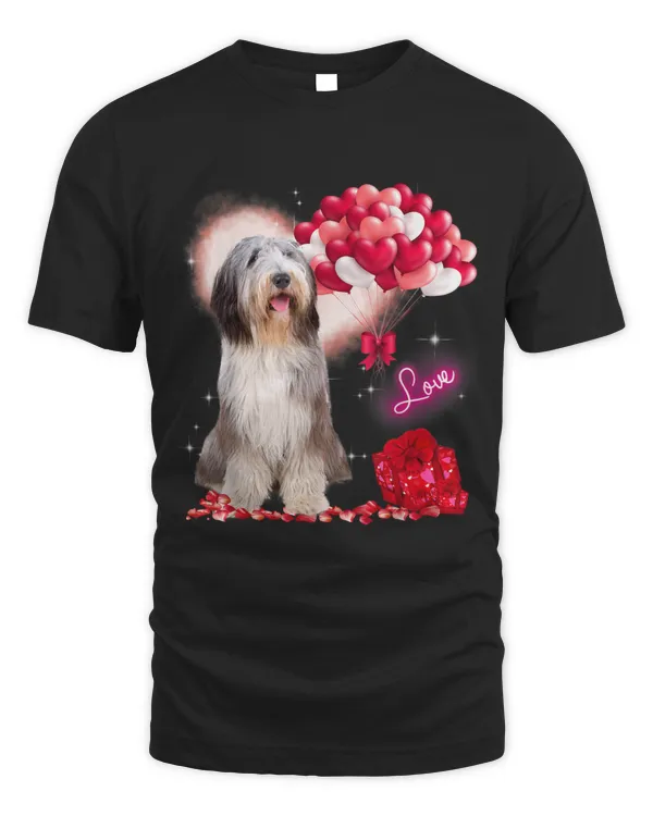 Cute Bearded Collie Balloon Heart Valentines Day Valentine