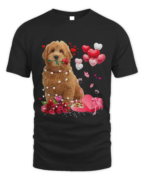 Funny Goldendoodle Rose Heart Happy Valentine Day Dog Mom