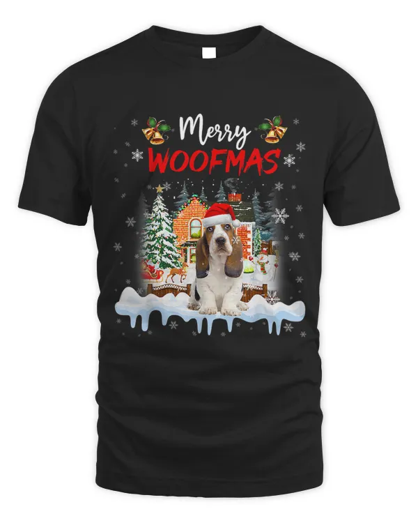 Merry Woofmas Basset Hound Christmas Tree Dog Lover Xmas 87
