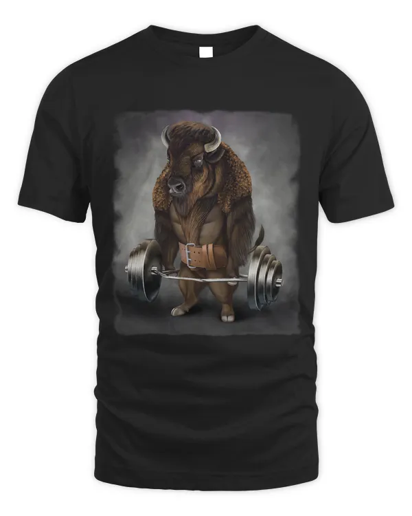 Bison Buffalo Bull Muscle Training with Barbell Shrug Bar
