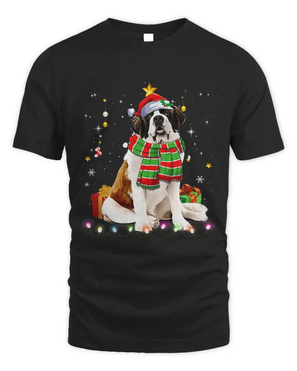 Saint Bernard Santa Fun Christmas Tree Lights Xmas Pjs Boys 38