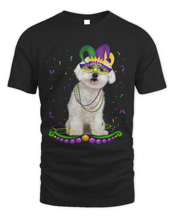 Cute Maltese Wearing Carnival Mask Mardi Gras Dogs Lover