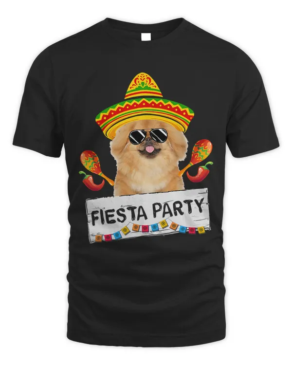 party cute pekingese dog wearing sombrero sunglasses