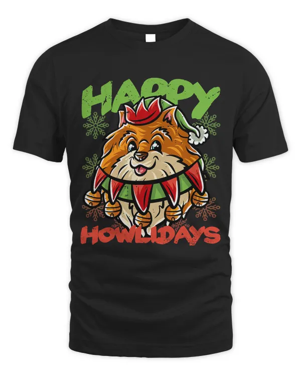 Happy Howlidays Pomeranian Elf Dog Merry Christmas Dogs 55
