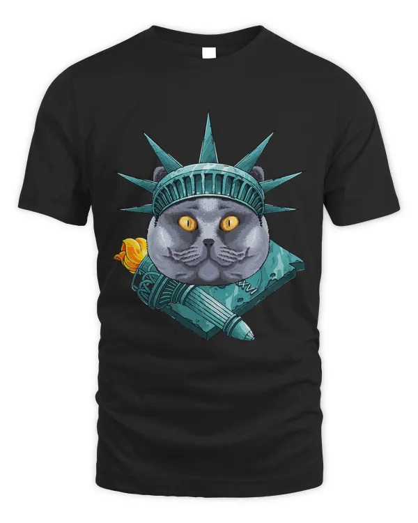 Statue Of Liberty British Shorthair 4th Of July USA America